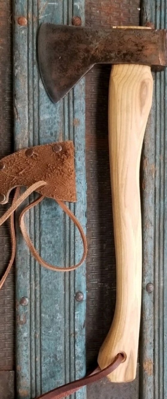 Vintage Norlund Hudson Bay Hatchet Custom With Sheath Fully Restored